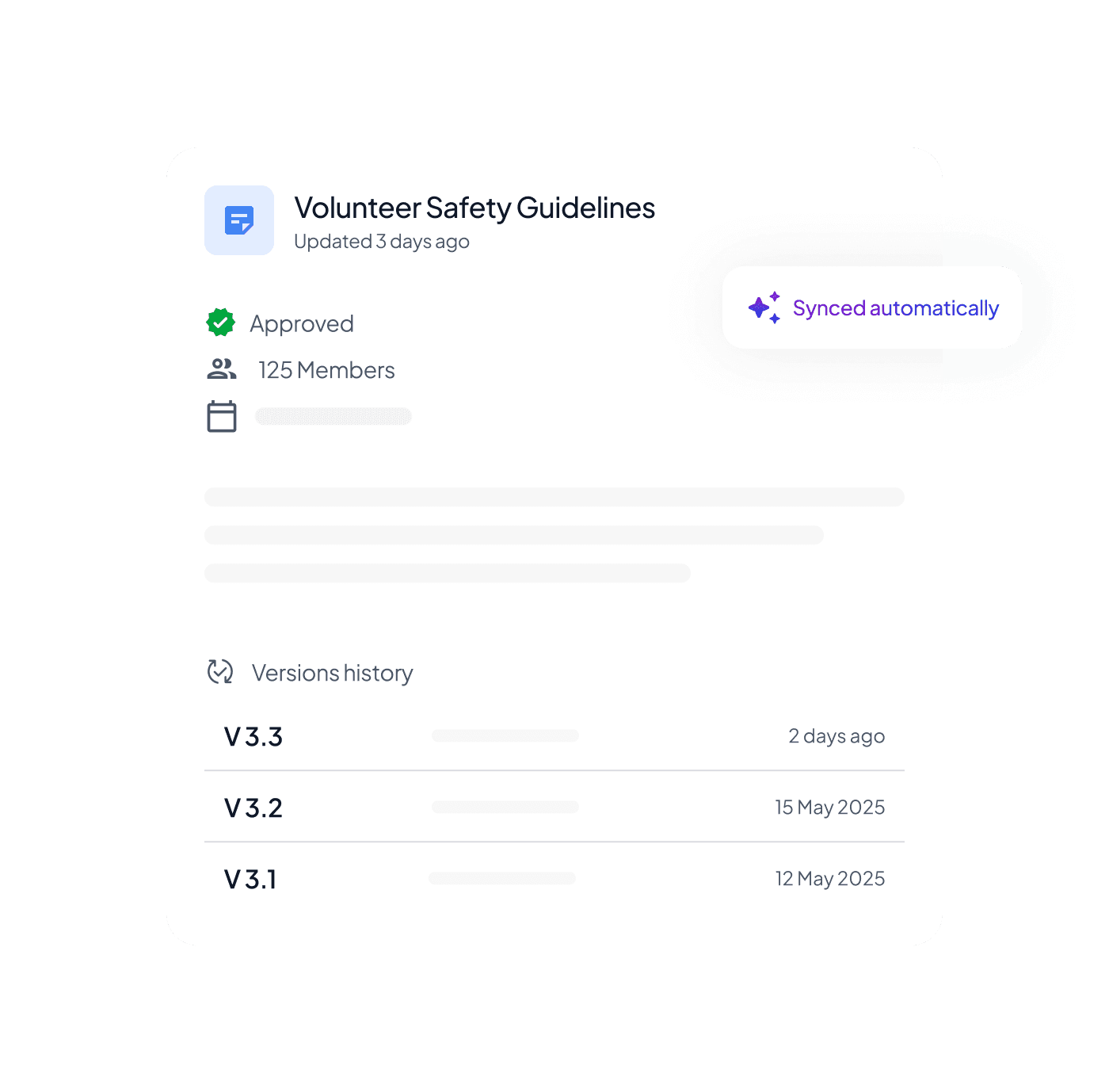 Version history and approval state for a document